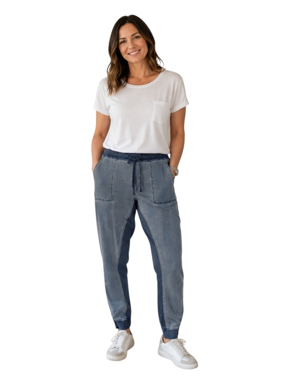 Sundance Distressed Mineral Wash Drawstring Pull-on Jogger Pant Sz Lg Light Blue